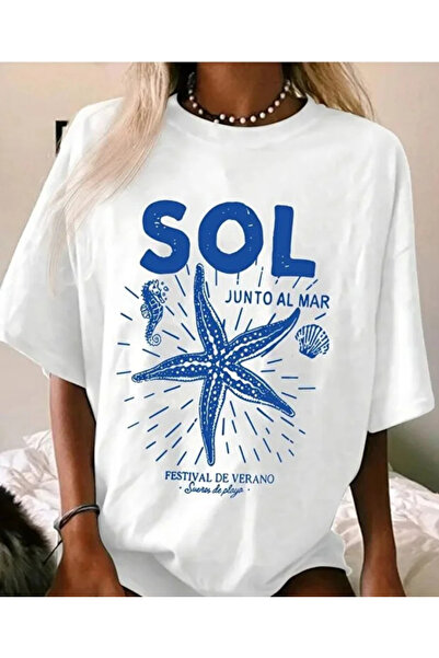 shi dumanlar giyim Tricou unisex Sol Junto cu imprimeu supradimensionat tricou