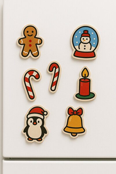 3D Stuff 7 قطع من المغناطيس بتصميم رأس السنة الجديدة - مجموعة مغناطيس هدايا ر...