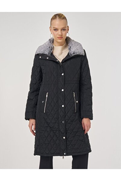 Kayra Kürk Detaylı Anorak Mont-SİYAH - 42