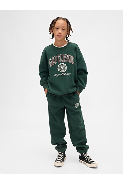 GAP Erkek Çocuk Koyu Yeşil VintageSoft Relaxed Logo Jogger Eşofman Altı