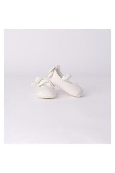 minibanda Balerini pentru bebeluși cu fundă, albi, mărimea 18