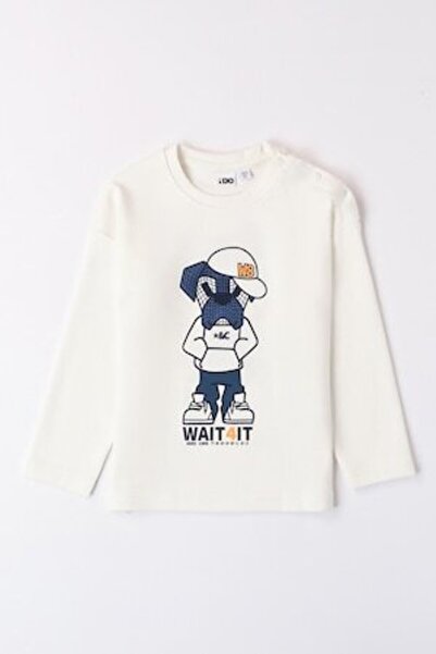 İDO Bluză din bumbac cu model grafic, Alb, 128 CM