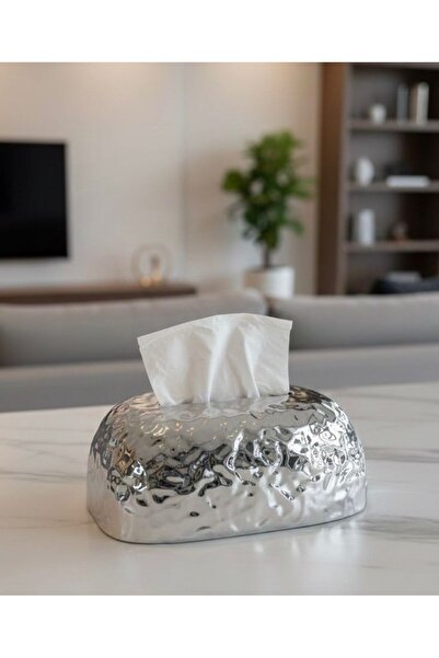 Noor علبة منديل جودة عالية , مصنوعة من البلاستيك لون فضي