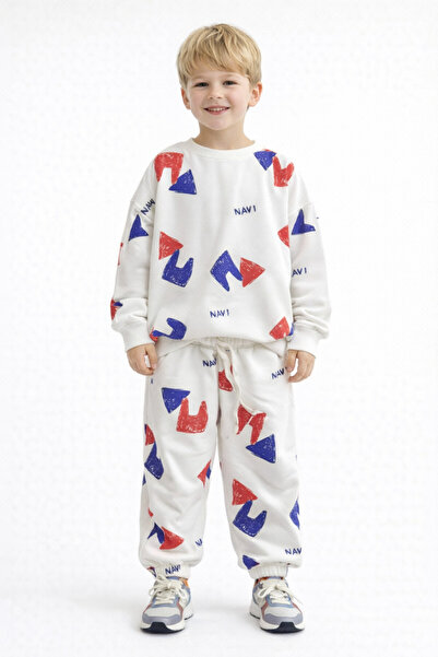 Motebarn Wear Σετ αθλητικής φόρμας oversized τεμαχίων για αγόρια με λευκό σχέδιο