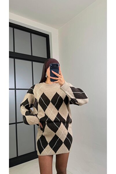ALVOR Baklava Patterned Sweater Skirt Equivalent Knitwear Set