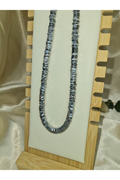 ZEYM COLLECTION Hematite Stone Necklace |   Silver Color Natural Stone Neckla...