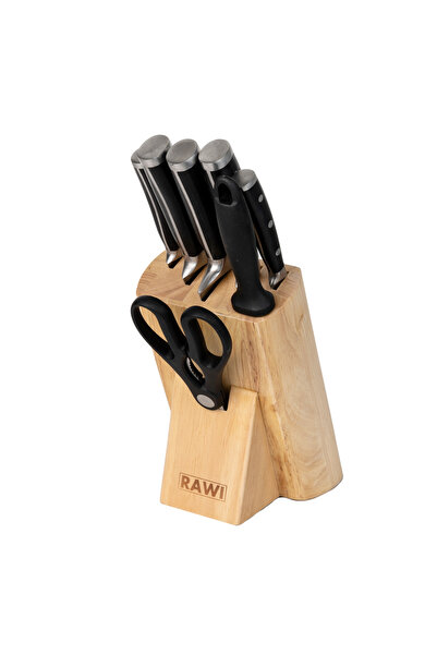 RAWI Set of 7 Knives with Wooden Stand