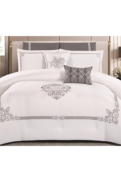 alzawia Double bed sheet set, 8 pieces, summer style, Natalia, embroidered, soft, silk-like texture.