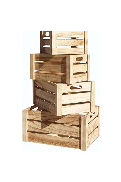 genric Wooden Nesting Crates 4-Piece Storage Boxes (Natural)