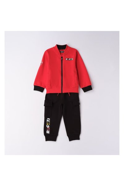 Ducati Trening pentru băieți, 100% bumbac, cu hanorac și pantaloni, roșu/negru, mărime 116 cm