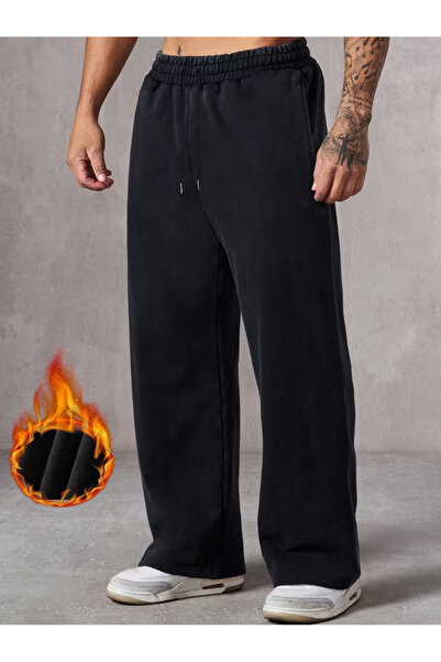 DEEP FİT ERKEK SİYAH BAGGY DÜZ PAÇA EŞOFMAN ALTI