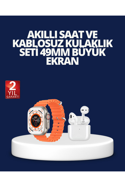 Watch 9 Max Akıllı Saat ve Kablosuz Kulaklık Seti 2 Kordonlu Sesli Görüşme Öz - TEOLSA1272-4