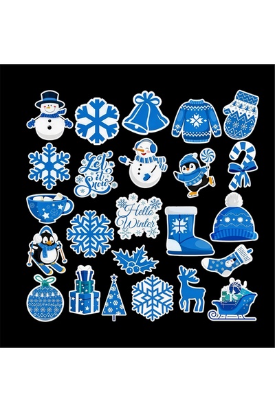 Limitless Design مجموعة ملصقات ذات طابع الشتاء ورأس السنة الجديدة - الثلج، ال...