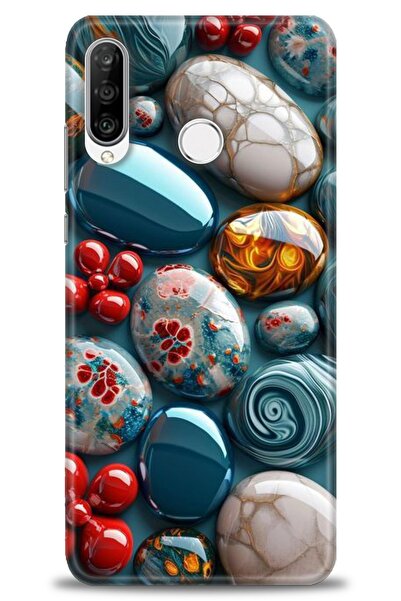 Rulet Aksesuar غطاء متوافق مع هاتف هواوي P30 لايت HD مطبوع + واقي شاشة سيرامي...