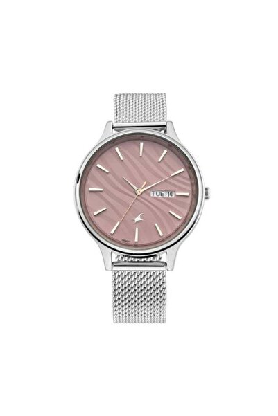 FASTRACK Ruffles Women's Watch 6207SM01 - Pink Dial, Silver Strap