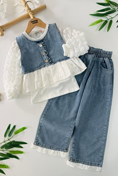 Minigimin Cicileri طقم بناتي من 3 قطع من ميني جيمين سايسيليس فيستو - أزرق فاتح