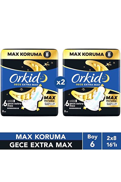 Orkid Ultra Ekstra Dörtlü Paket Gece Ekstra Max 8 Adet X2