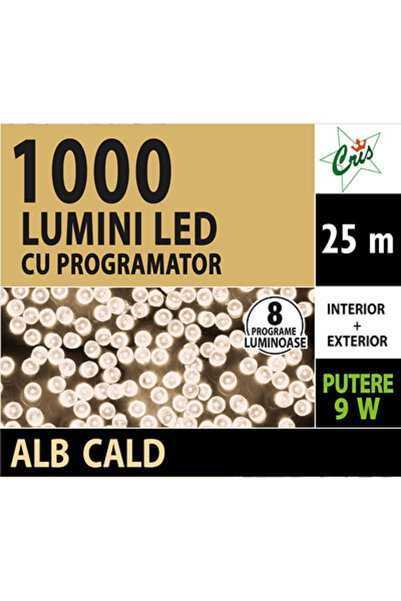 CRIS Instalatie 1000 Leduri 25 m Alb Cald