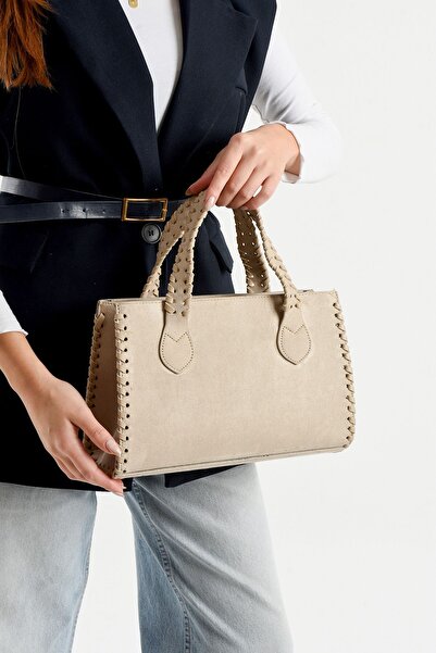 KIRASE Geantă de mână și de umăr pentru femei, model din piele intoarsa, dime...