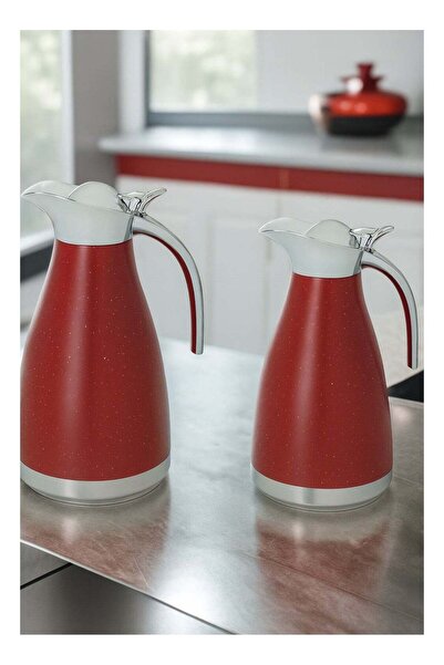 BASURRAH Luxury Tea Thermos Set, 2 Pieces, Red Dotted, Size 1.2 - 1.5 Liters