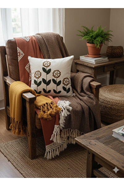 ON-ARS TEKSTİL Pullu & Taşlı Punch Nakışlı Kırlent Kılıfı 1 Adet