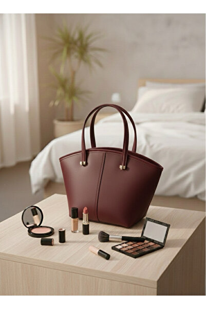 Elory Grace حقيبة كتف نسائية من الجلد باللون العنابي – حقيبة يد، موديل خاص إكلات 32x40 سم