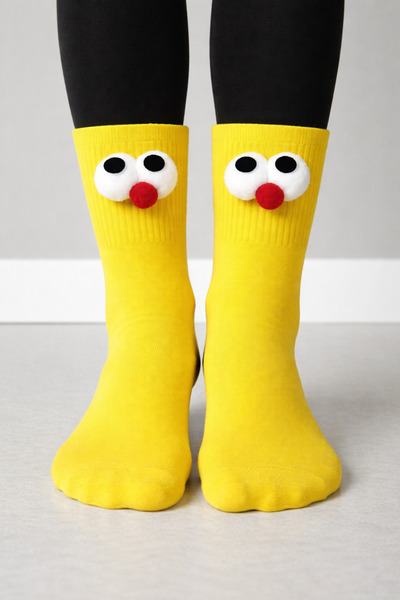 CARNAVAL SOCKS Pörtlek Gözlü Renkli Çorap Pamuklu Eğlenceli Çoraplar 1 Çift