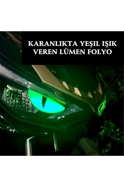 ÖZGÜL REKLAM Şeytan Göz Sticker – Karanlıkta Yeşil Işık Veren Parlayan Kedi Gözü Etiketi | Lümen Folyo (1 Çift)