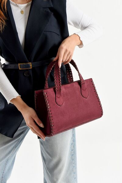 KIRASE Geantă de mână și de umăr pentru femei, model din piele intoarsa, dime...