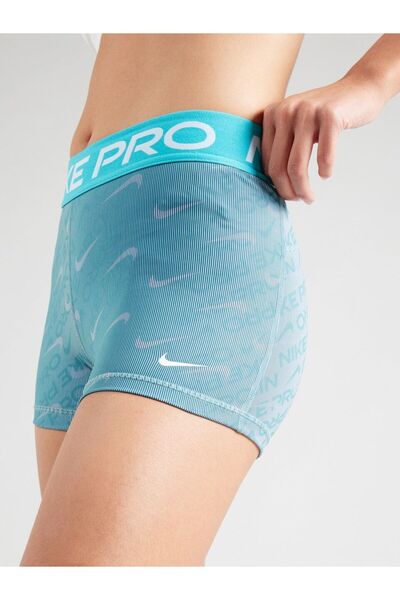 Nike Pro Women's Mid-Rise 7.5 cm (approx.) Printed Biker Shorts Mavi Kadın Şort