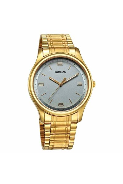SONATA Traditional Essentials 77082YM12 Men's Watch - Blue Dial, Gold-Tone St...