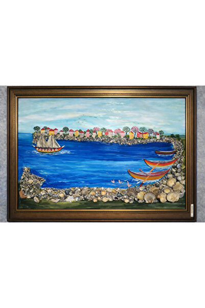 Universal El Yapımı 3 Boyutlu Deniz Manzarası Tablosu – Doğal Taş ve Deniz Ka...