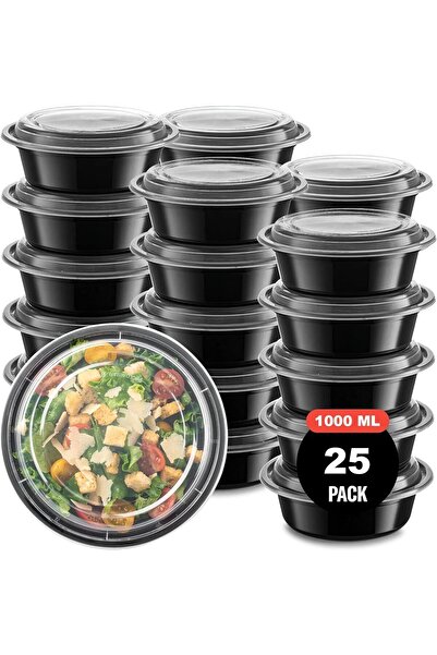 Generic علب تحضير الوجبات، سعة 1000 مل، علبة تخزين طعام دائرية بغطاء، مصنوعة ...