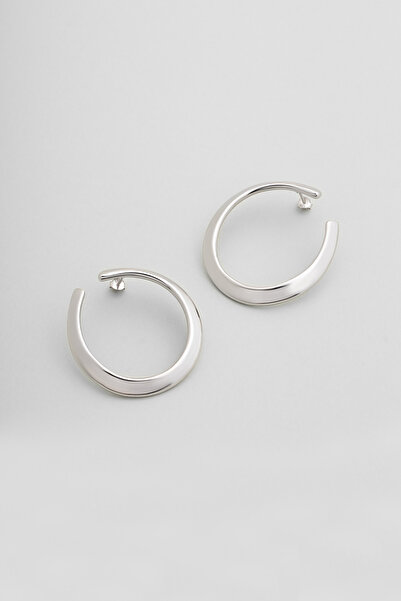 So CHIC... Modern 18 Ayar Beyaz Altın Kaplama Gümüş Halka Küpe