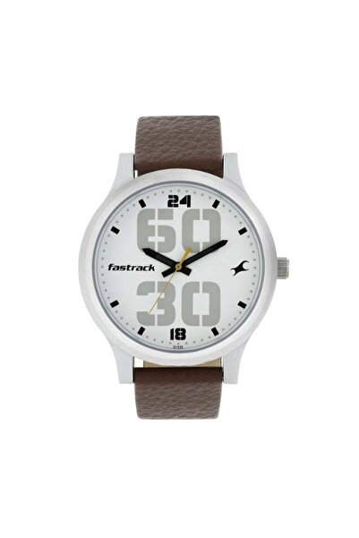 FASTRACK Bold Analog Men's Watch 38051SL06 - White Dial, Brown Leather Strap,...