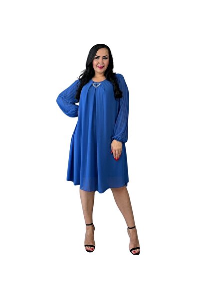 Volupta Red pleated long-sleeved dress