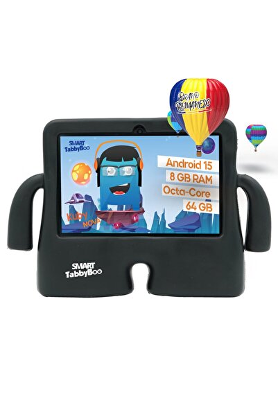 SMART TabbyBoo Tableta copii Kuby NOVA 64GB, 8GB RAM, OctaCore, Android 15, cu control parental,negru