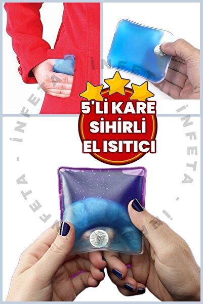 İnfeta 5 Adet Sihirli El Isıtıcı Kare Şekilli Jel Isıtıcı Cep Sobası Balıkçı ...