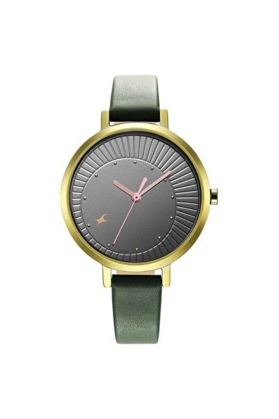 FASTRACK Style Up Women's Watch 6230QL01 — Black Dial, Green Leather Strap, Q...