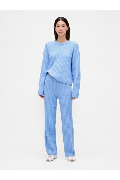 GAP Kadın Açık Mavi CashSoft Cable Örgü Triko Eşofman Altı