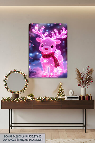 DekorHane Metalni print - Neon dizajn za Novu godinu, Deda Mraz, Sneško, Jele...