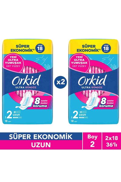 Orkid Ultra Ekstra Dörtlü Paket Uzun 18 Adet X2