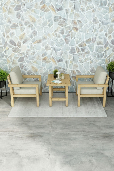 woodwork antalya TAHT AHŞAP BALKON TAKIMI TEKLİ+TEKLİ+SEHPA