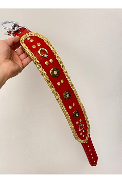Sürmeli Tasma Kangal Dog Collar Wide Genuine Buffalo Leather Red 1St Grade Cl...