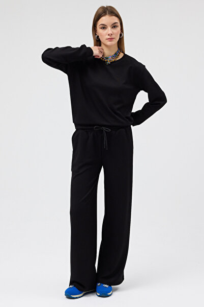 Soho Mood Women's Elastic Waist O Fabric Black Sweatpants