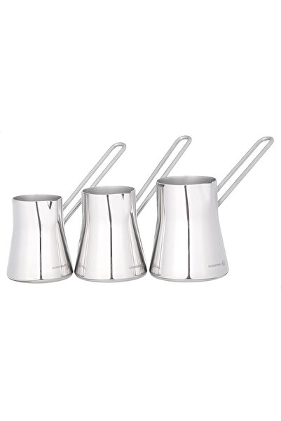 LUXURY 3-piece stainless steel coffee pot/bucket set (750/450/250ml) for making coffee or melting butter and chocolate