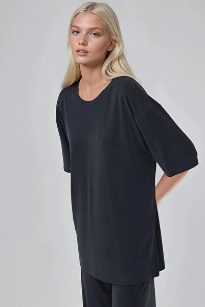 Hiccup Busem Slit Detailed Crew Neck Short Sleeve T-Shirt