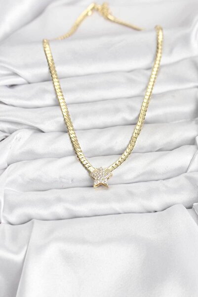 Lisinya قلادة نسائية من النحاس الذهبي مع حجر الزركون على شكل نجمة -