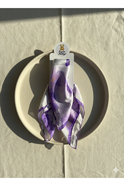 AydaAtölye Esinti Mor Desenli Fular Bandana