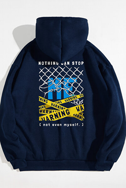 CLASSY.MODA Unisex oversized με κουκούλα Ειδοποιητική επιγραφή Γραφικό με τύπ...